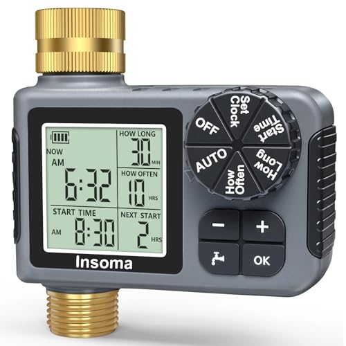 Sprinkler Timer with Brass Inlet & Outlet, Water Timer for Garden Hose with Auto/Manual/Rain Delay Mode, Easy Setup Hose Timers for Lawn, Garden, Vacation Watering,1 Outlet - size: 1-Zone-TT
