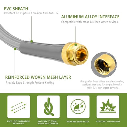 SKYWARD 5ft short garden hose,Nylon Braid,F/M Connector, No Kink, Flexible - size: 5ft