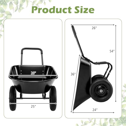IRONMAX Dual-Wheel Wheelbarrow with All-Terrain Wheels, 220LBS, Black - color: Black
