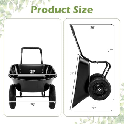 IRONMAX Dual-Wheel Wheelbarrow with All-Terrain Wheels, 220LBS, Black - color: Black