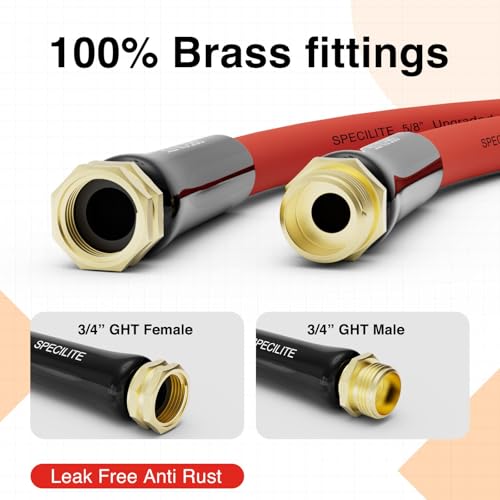 SPECILITE 3/4" x 200FT Hot/Cold Rubber Garden Water Hose, -50℉-190℉, Red - color: 3/4"ID Red, size: 200ft