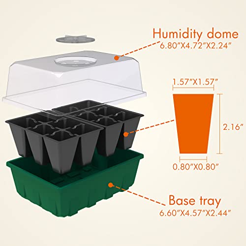 Gardzen 10 Pack Seed Starter Trays with Dome and Green Base 120 Cell - size: 12-Cell Black 10-Pack