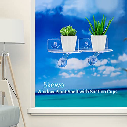2-Pack Acrylic Window Plant Shelves with Suction Cups & Support Brackets - Semicircular Window Sill Extender for Herb Pots, Succulents, Flower Boxes, Micro Greens | Indoor/Outdoor Use - size: 5.5*7.7IN*2PC Semicircular