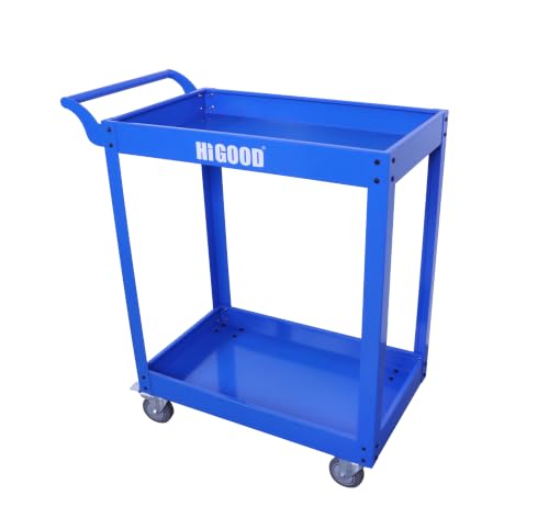 Heavy Duty Service Utility Cart, 2 Shelf Steel - color: Blue