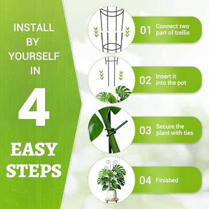 Plant Trellis 2 Pack Trellis for Potted Plants 29.96 in Trellis for Climbing Plants Indoor Plant Support Expandable Metal Monstera Plant Support for Pothos Ivy with Plant Ties - size: 29.96in, 2P