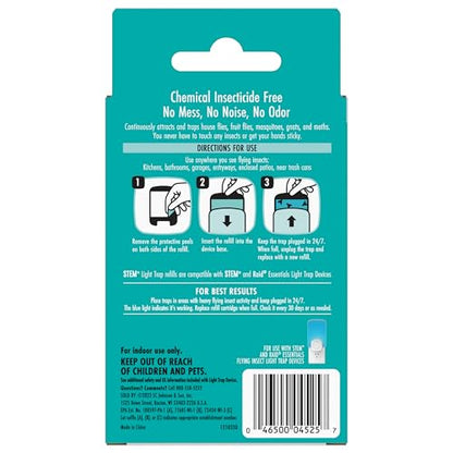 STEM Flying Insect Light Trap Refill Cartridges, Indoor Fruit Fly Trap, Insecticide-Free Pest Control for Home, Attracts and Traps Insects, Official STEM Refills - 2 Count - size: 2 Cartridges