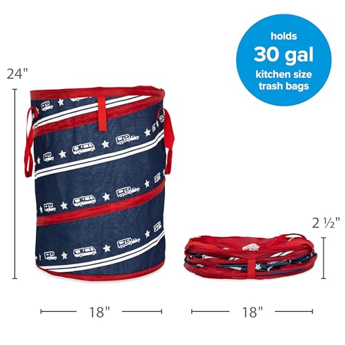 Camco Campsite Pop Up Utility Container with Liner and Zipper Close Lid for RV Storage, Laundry Hampers, and Organization, Patriotic - color: Patriotic