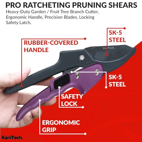 Pruning Shears for Gardening with Gloves - Heavy Duty Garden Shears, Aluminum Hand Pruners with TPR Grip Handle, 8 inch 3.55mm Thick Blade - for Branches, Flowers & Plants (Purple) - style: Purple