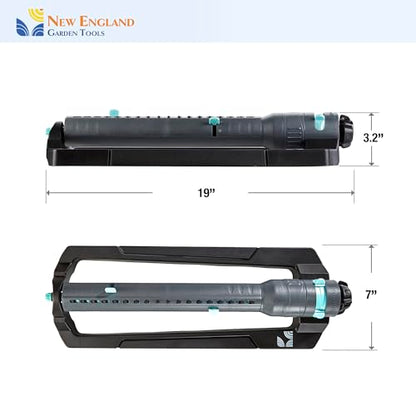 Turbo Oscillating Sprinkler 100003, Adjustable Sprinkler Spray Width & Range, Covers Up to 4,000 Square Feet, 18 Precision Nozzles for Even Watering, by New England Garden Tools