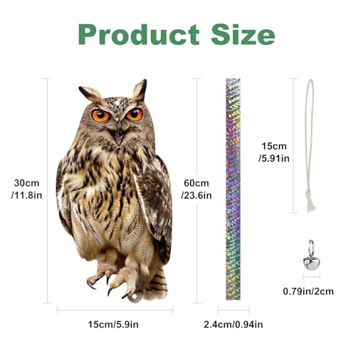 Fake Owl to Keep Pigeon Away, 2PCS Flat Garden Owl - color: Light Brown Owl 2pcs