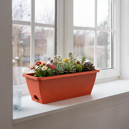 4 Pcs Hanging Flower Pots, 16.9 Inches Railing Planter Box, Red - color: Red