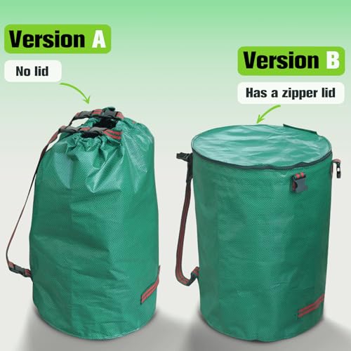 200L leaf Collector Bag, Shoulder Strap, and Drawstring – Reusable Yard Garden Bag for Leaves and Lawn Trash, Perfect for Leaf Removal, Yard Clean-Up (Without lid, 48 Gallon)