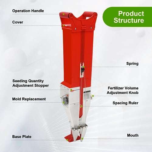 Manual Handheld Seeder Double Cylinder Seeder & Fertilizer Spreader Adjustable Handheld Seeder Fertilizer with Seeding 5 Molds Garden Plant Tool for Corn Peanut