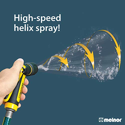 Melnor 65119-AMZ 2-Pattern Vortex Garden Hose Sprayer Nozzle, QuickConnect Product Adapter, Black, Yellow, Slip Resistant Water Hose Nozzle for Car Washing, Patio, Pet - style: 2-Pattern