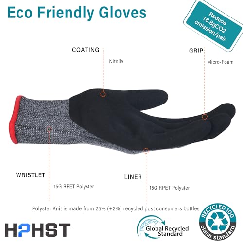 Work Gloves for Women, Eco Friendly Safety Work Gloves with Breathable Rubber Coated, Smart Touch,3 Pairs - color: Dark Gray, size: Large