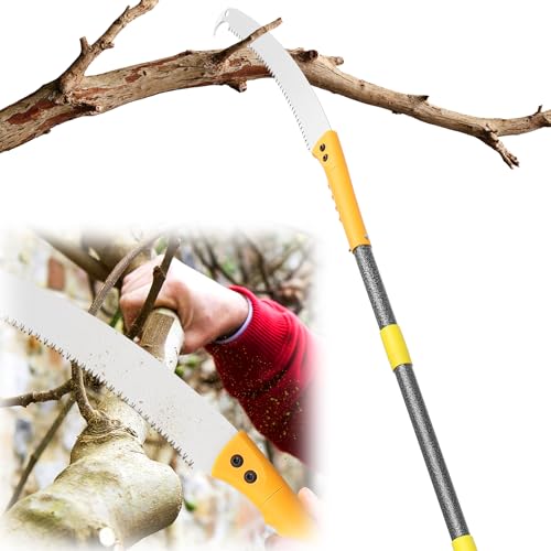 Pole Saws for Tree Trimming, 10.8FT Long Extension tree trimmer pole saw, Lightweight Manual Pruning Saw with Mn Steel Blade, Tree Branch Trimmer for Yard, Garden, Patio - size: 10.8FT