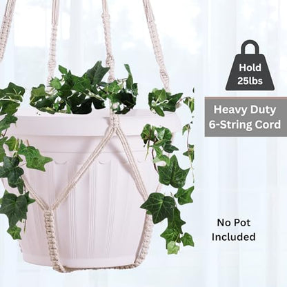 Giant XXL 55 Inches Macrame Planter Hanger Large for 15 inch Pot - color: Beige
