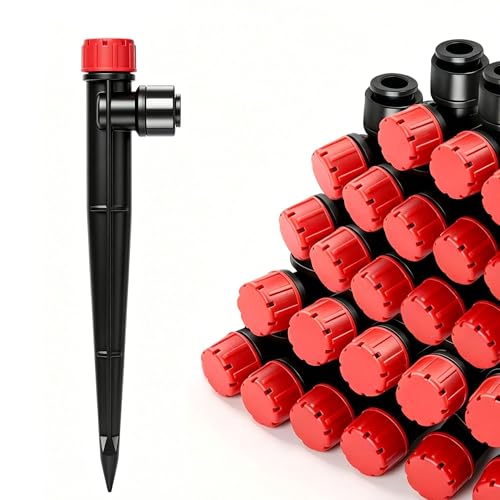 20PSC Drip Irrigation Emitters: Quick Connect Adjustable Degree Stream Drip Emitters for 1/4" Tubing, 8 Hole Full Circle Drippers for Garden Watering System Plants Lawn Greenhouse - style: Drip