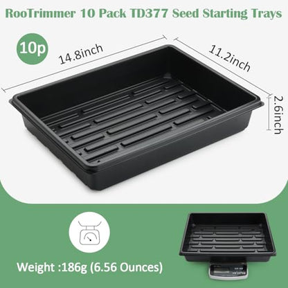 RooTrimmer 10 Pack Seed Starter Trays - Heavy Duty Plastic Flats, Fits 54 Cell Plug Tray, Seedling Tray for Carrying and Holding Plant Nursery Pot,Seed Germination & Plant Propagation (TD377) - size: 54 Cells Bottom Tray-10P