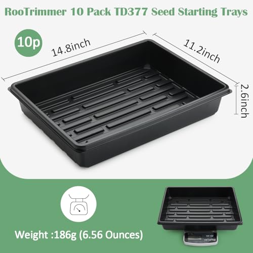 RooTrimmer 10 Pack Seed Starter Trays - Heavy Duty Plastic Flats, Fits 54 Cell Plug Tray, Seedling Tray for Carrying and Holding Plant Nursery Pot,Seed Germination & Plant Propagation (TD377) - size: 54 Cells Bottom Tray-10P