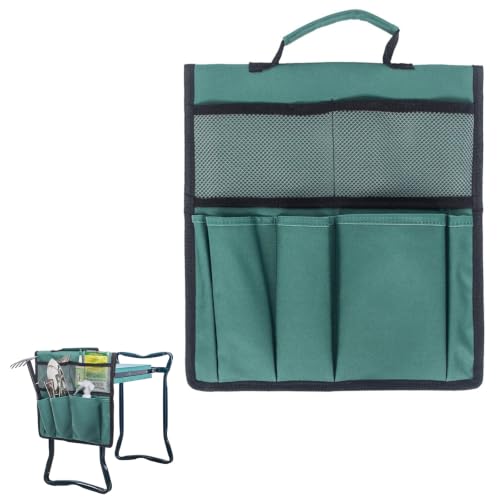 Gonetre Garden Tool Bag for Garden Kneeler, 600D Oxford Fabric Large Capacity Pouch Bag Multiple Storage Pockets Organizer for Outdoor Gardening Kneeling Stool 11.8"x7.5"