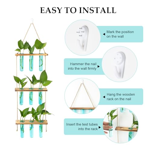 XXXFLOWER Wall Hanging Propagation Station with Wooden Stand Blue - color: Blue-9 Tube Vase