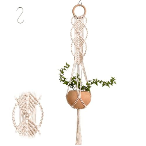 Shappy 1 Pack Boho Macrame Plant Hanger for Indoor - color: White, size: Style C