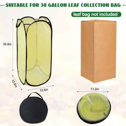 1 Pack Pop Up Leaf Bag Holder, Reusable PVC Leaf Bag Chute for Easy Leaves Collecting, Lawn Bags Holder Stand Yard Bag Funnel for Outside Paper Yard Waste Bag - color: 1 PC
