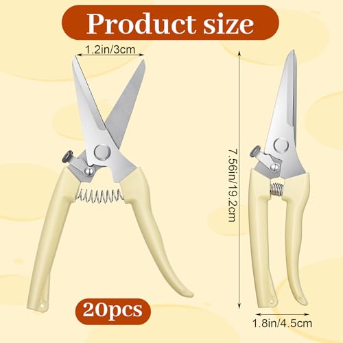20 Pcs Pruning Shears Floral Shears Heavy Duty Garden Scissors Beige