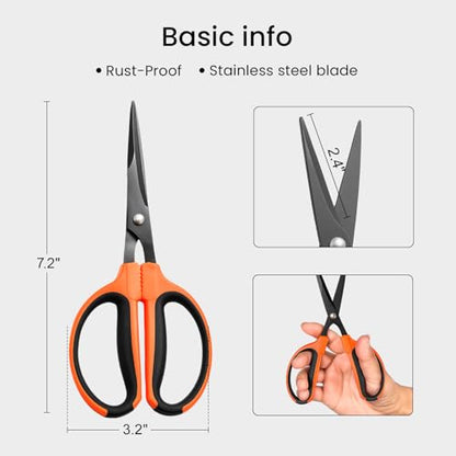 GROWNEER 7.2'' Trimming Scissors Teflon Coated, 1 Pack Pruning Shears