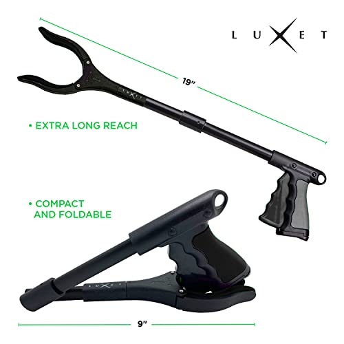 Grabber Tool 19" Aluminum Magnetic Claw, Rotating Lightweight Foldable Reacher Grabber Pickup Tool, Gripper Grabbers for Elderly Grab it Reaching Tool Trash Picker Grabber, Black, By Luxet - color: Black