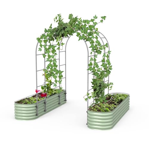 Vego Garden 6.0' Long Trellis Modular Arched Trellis System for Garden Bed Climbing Plants Like Cucumber Beans Tomatoes & Vines (Garden Beds Not Included) - size: 6.0 Ft Long