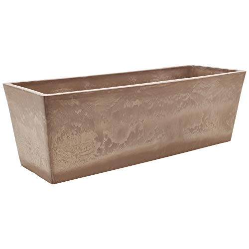 Arcadia Garden Products PSW Pot Collection [25.3 inch] Plastic/Stone/Wood Composite Window Box Rectangular Planter – No Drainage Hole (Drillable), Indoor/Outdoor Pot for Flowers and Vegetables, Taupe - color: Taupe, size: 25.5" x 9"