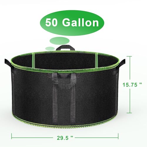 MEKOLIFE 50 Gallon Large Grow Bags 3 Pack Thick Nonwoven Aeration Planter - size: 3Pack(50 Gallon)