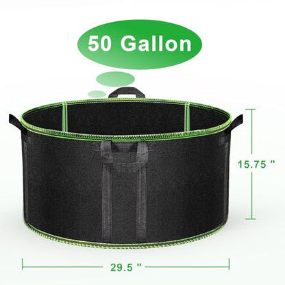 MEKOLIFE 50 Gallon Large Grow Bags 3 Pack Thick Nonwoven Aeration Planter - size: 3Pack(50 Gallon)