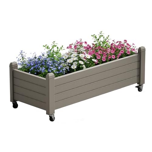 Fancyango Raised Garden Bed with Wheels 13.3" H -Gray - color: Gray, size: 13.3"H