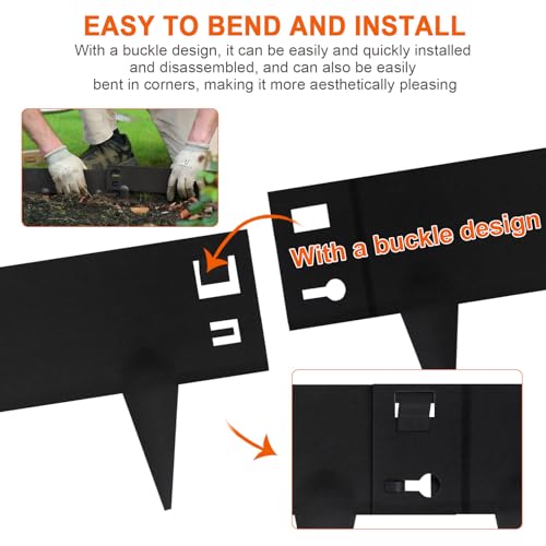 6 Pack Metal Edging for Landscaping, 41" L × 9" H Garden Edging - color: Black, size: 9.4 Inch