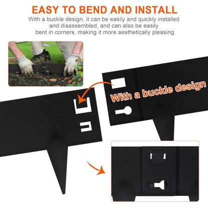 6 Pack Metal Edging for Landscaping, 41" L × 9" H Garden Edging - color: Black, size: 9.4 Inch