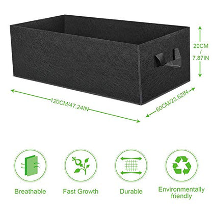 ANGELIOX 1 Pack 38 Gallon Grow Bags, 400g Thickened Nonwoven Fabric Raised Garden Bed Square Flower Planter Containers for Carrot Onion,Flowers,Fruit/Growing Pots with Handles(120x60x20cm) - size: 120*60*20