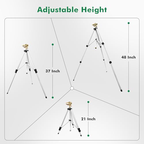 RESTMO Tripod Sprinkler 2 Pack 48” Full Metal Impact Sprinklers for Yard - size: 2 Pack