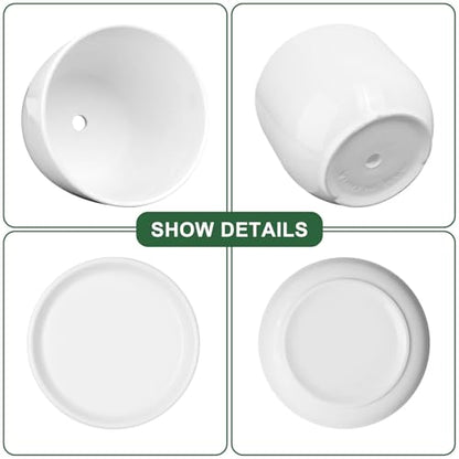6.7 + 5.5 Inch Ceramic Plant Pot with Drainage and Saucer - size: 6.7 + 5.5 Inch 2 Pcs