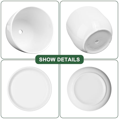 Ceramic Plant Pots, White, 6.7 Inch, 2 Pack - size: 6.7 Inch 2 Pcs