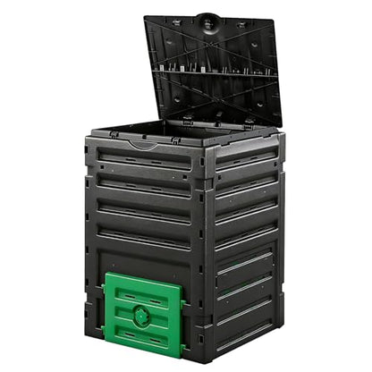 SUPER DEAL 120 Gallon Compost Bin, 450L Outdoor Garden Waste Composter with Flip-top Lid and Bottom Door, Large Capacity BPA Free Material for Fast Creation of Fertile Soil, Easy to Assemble, Black - size: 120 Gallon