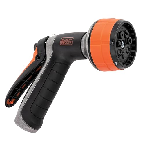 Black + Decker® Dial 7 Pattern Rear Trigger Garden Hose Nozzle – Durable, Versatile, Comfortable Grip Watering BD59577