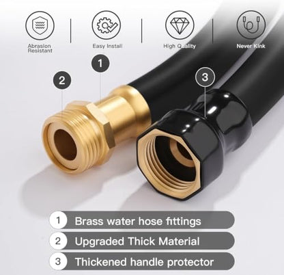 Garden Hose 5/8"x 150ft Brass Rubber Heavy Duty Water Hose 600 PSI Black - color: Black, size: 150ft