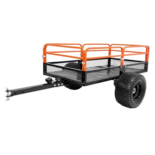 ALMULOO 2 Packages Heavy Duty ATV UTV Trailer Dump Cart 1500LBS Capacity Tow Behind Utility Cart with Removable Sides for Lawn Mower Tractor Garden