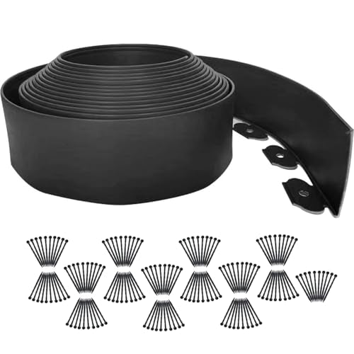 Landscape Edging 98FT,Garden Edging Borders Black [Extra Tall 4IN High] with 150pcs Plastic Stakes, Lawn Edging Flexible DIY Fence for Landscaping,Flower Bed,Grass,Gravel,Tree Surrounding - color: Black, size: 4IN x 98 FT