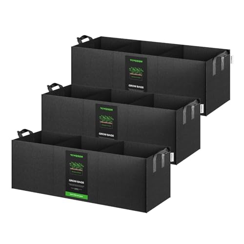 VIVOSUN 3-Pack 20 Gallon 3-Grid Grow Bags, 400G Fabric Pots with Handles - size: 20 Gallon, style: 3-Pack