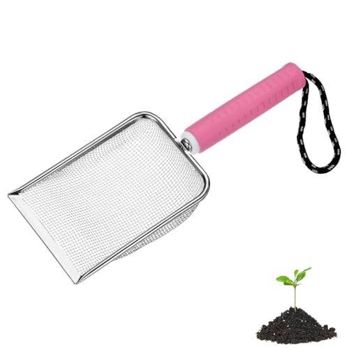 M METERXITY 1-Pack Gardening Soil Sifter, 2 mm Mesh Stainless Steel Portable Gardening Sifter with Soft Handle for Sand/Dirt/Rock Compost [White, Pink] - color: White, Pink, size: 2X2mm