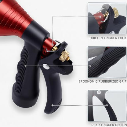 GREEN MOUNT Water Hose Nozzle Spray Nozzle, Metal Garden Hose Nozzle with Adjustable Spray Patterns, Perfect for Watering Plants, Washing Cars and Showering Dogs & Pets - color: Red